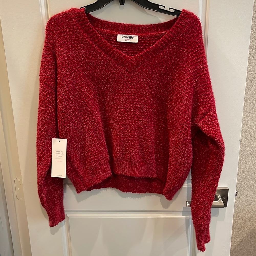Red knit sweater